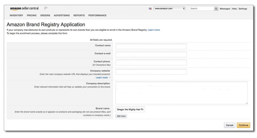amazon brand registry