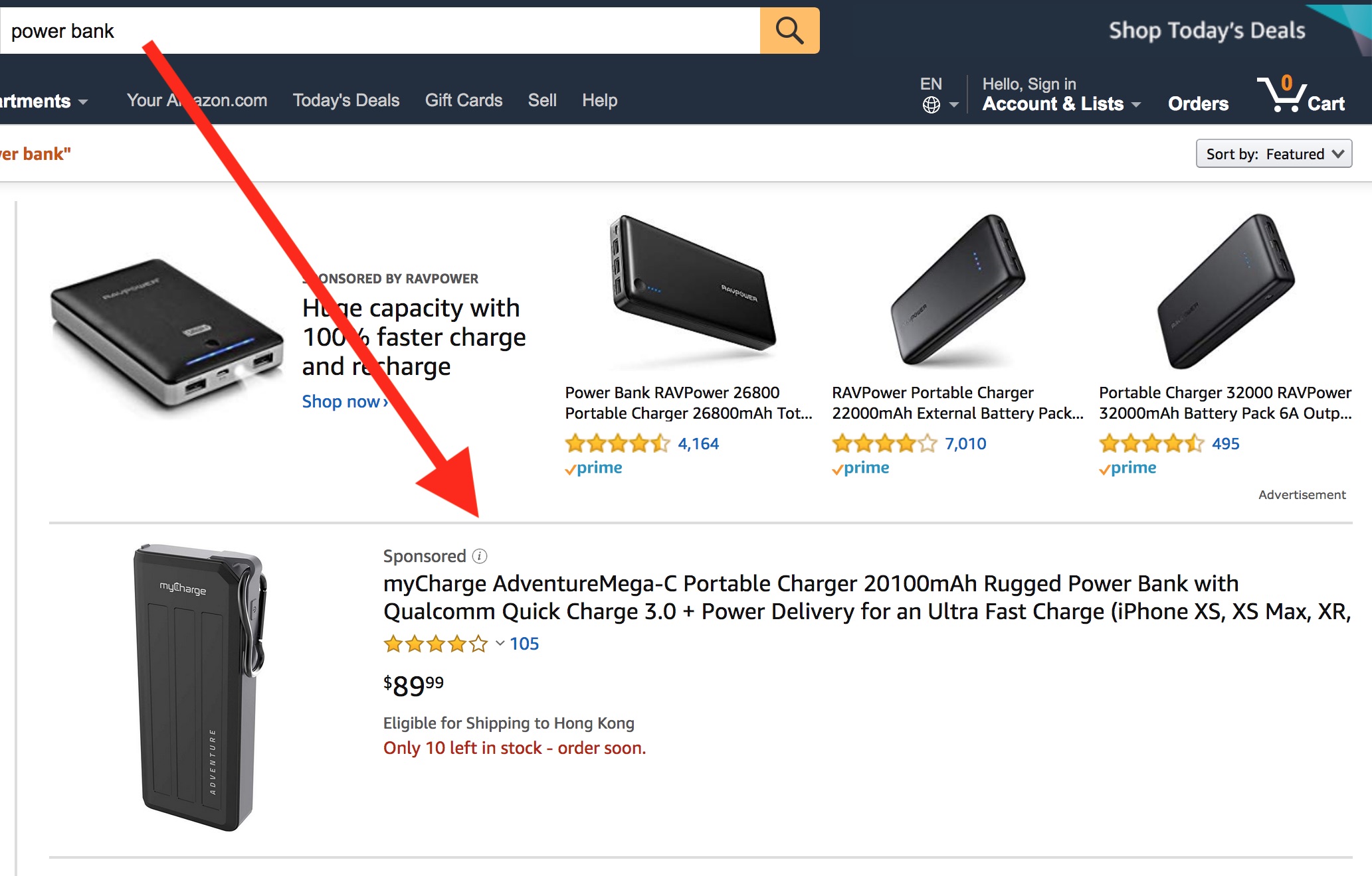 amazon sponsored products ads top search page