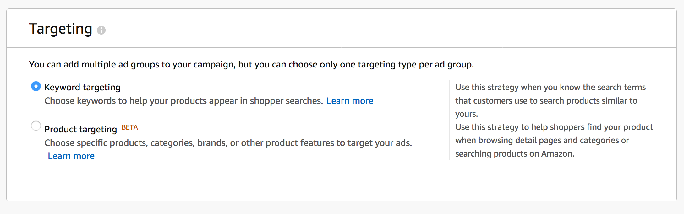 keyword sponsored products targetign amazon